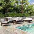 vidaXL 9 Piece Patio Lounge Set with Cushions Poly Rattan Brown