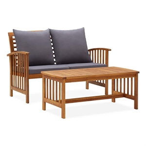 vidaXL 2 Piece Patio Lounge Set with Cushions Solid Acacia Wood