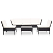 vidaXL 6 Piece Patio Lounge Set with Cushions Poly Rattan Black