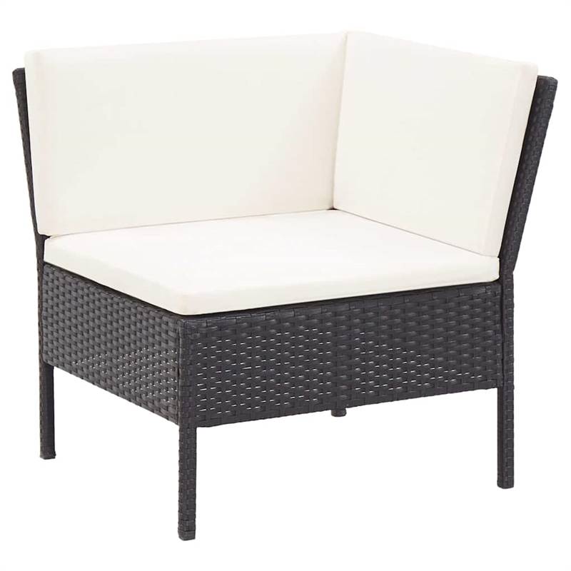 vidaXL 6 Piece Patio Lounge Set with Cushions Poly Rattan Black