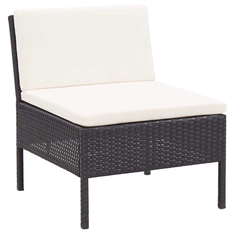 vidaXL 6 Piece Patio Lounge Set with Cushions Poly Rattan Black