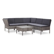 vidaXL 6 Piece Patio Lounge Set with Cushions Poly Rattan Gray