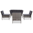 vidaXL 6 Piece Patio Lounge Set with Cushions Poly Rattan Gray