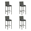 vidaXL Garden Bar Stools with Cushions 4 pcs Gray Poly Rattan