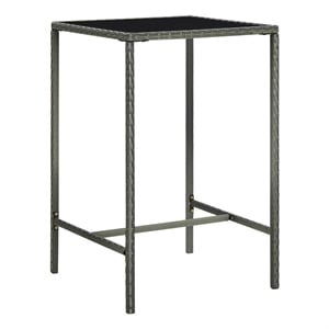 vidaXL Patio Bar Table Gray 27.6&quotx27.6&quotx43.3&quot Poly Rattan and Glass