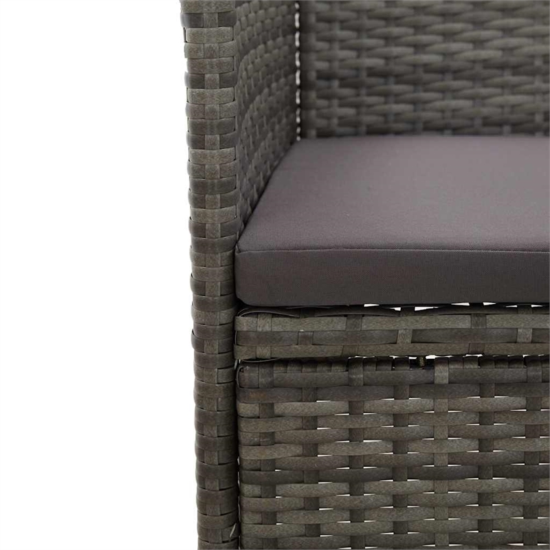 vidaXL Patio Dining Chairs 2 pcs Poly Rattan Gray