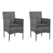 vidaXL Patio Dining Chairs 2 pcs Poly Rattan Gray