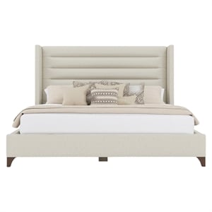 Savelle Channel Upholstered Bed King Off White Performance Fabric