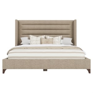 Savelle Channel Upholstered Bed Queen Tan Performance Fabric