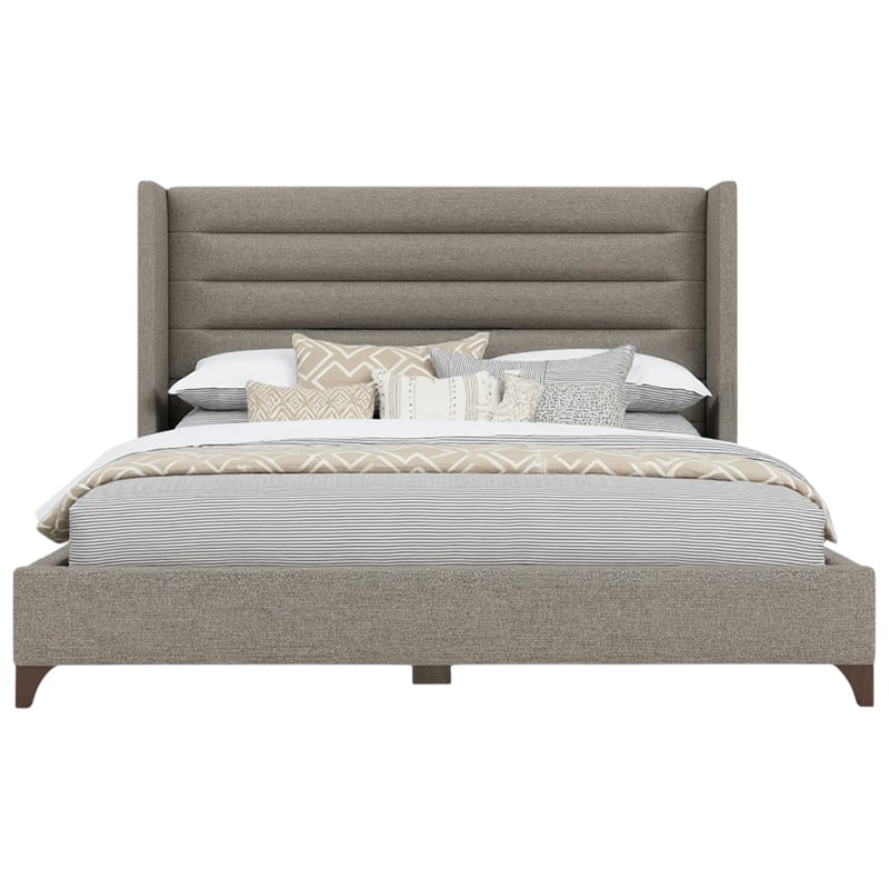Savelle Channel Upholstered Bed Queen Gray Performance Fabric