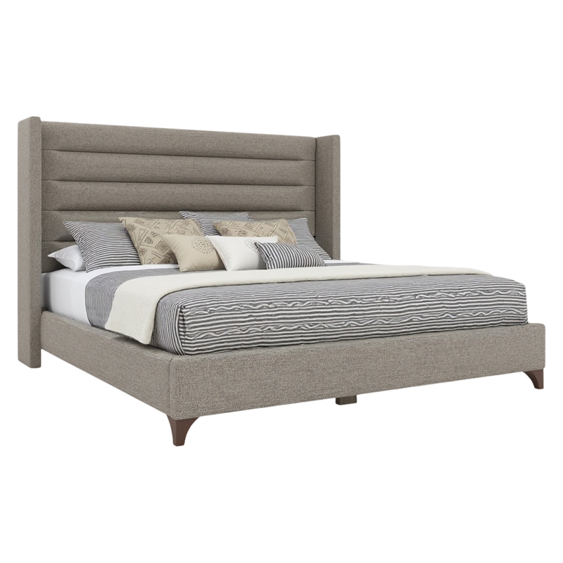 Savelle Channel Upholstered Bed Queen Gray Performance Fabric