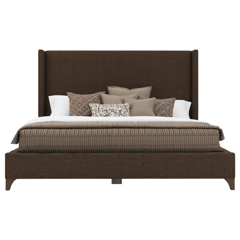 Savelle Upholstered Bed King Brown Performance Fabric