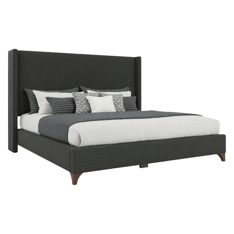 Savelle Upholstered Bed Queen Charcoal Performance Fabric