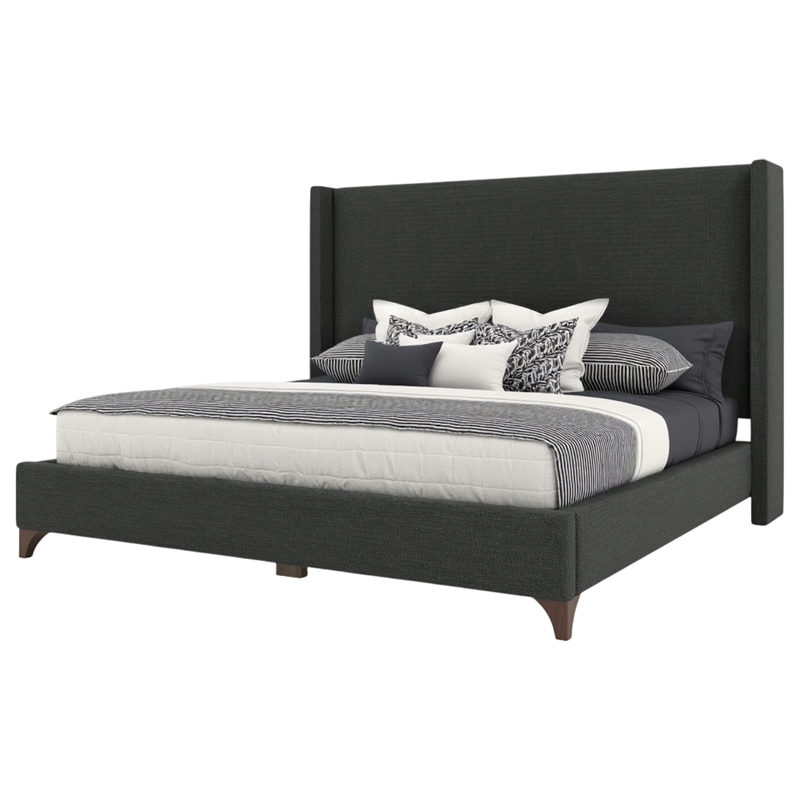 Savelle Upholstered Bed Queen Charcoal Performance Fabric
