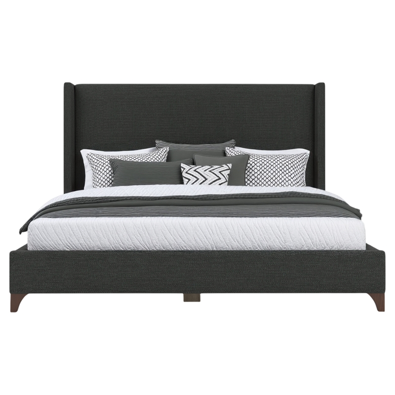 Savelle Upholstered Bed Queen Charcoal Performance Fabric