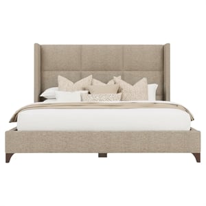 Savelle Square Upholstered Bed King Tan Performance Fabric