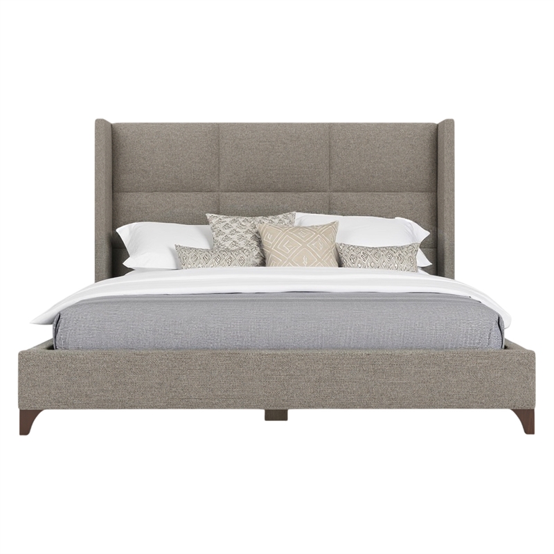 Savelle Square Upholstered Bed King Gray Performance Fabric