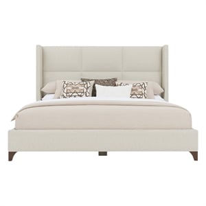 Savelle Square Upholstered Bed King Off White Performance Fabric