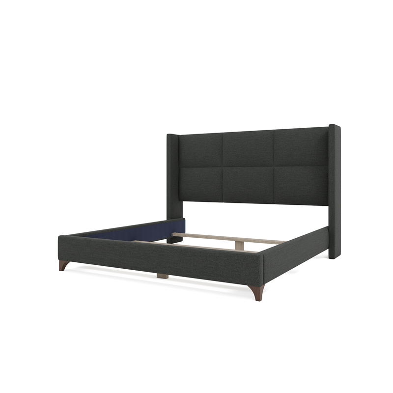 Savelle Square Upholstered Bed Queen Charcoal Performance Charcoal