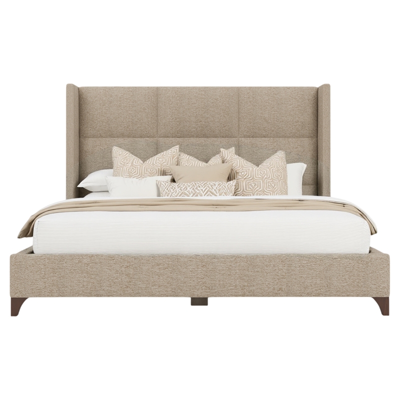 Savelle Square Upholstered Bed Queen Tan Performance Fabric