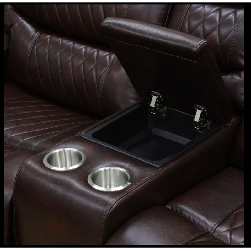 Star Home Living Breathing Leather 3-Piece Recliner Sofa Set in Dark Brown