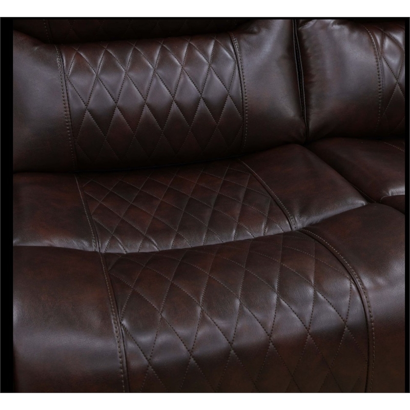 Star Home Living Breathing Leather 3-Piece Recliner Sofa Set in Dark Brown