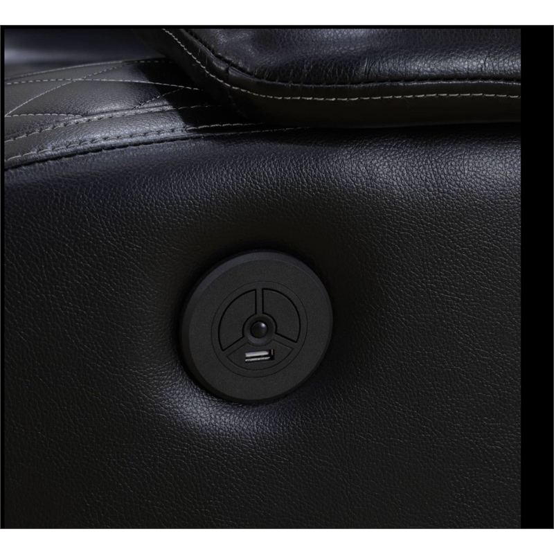 Star Home Living Breathing Leather 3-Piece Recliner Sofa in Black