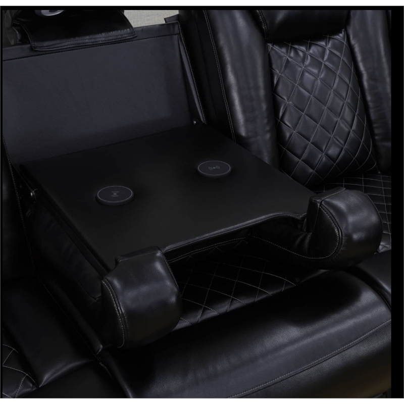 Star Home Living Breathing Leather 3-Piece Recliner Sofa in Black