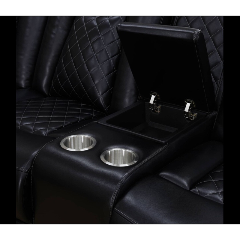 Star Home Living Breathing Leather 3-Piece Recliner Sofa in Black