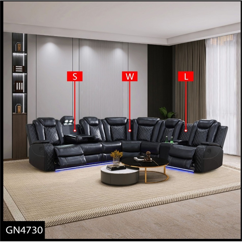 Star Home Living Breathing Leather 3-Piece Recliner Sofa in Black