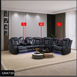 Star Home Living Breathing Leather 3-Piece Recliner Sofa in Black