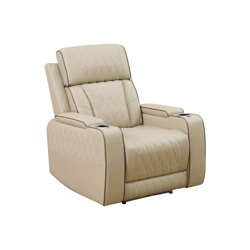 Star Home Living Breathing Leather 3-Piece Recliner Sofa Set in Beige