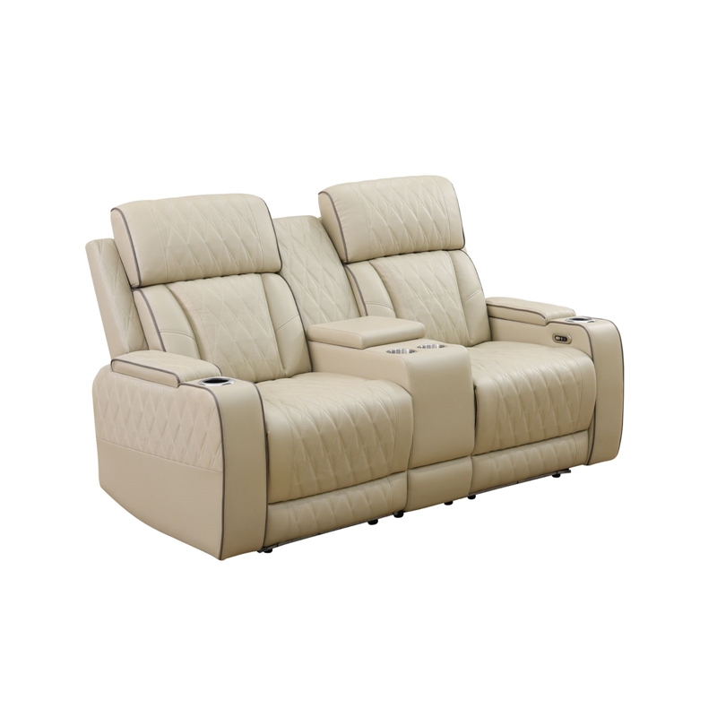 Star Home Living Breathing Leather 3-Piece Recliner Sofa Set in Beige