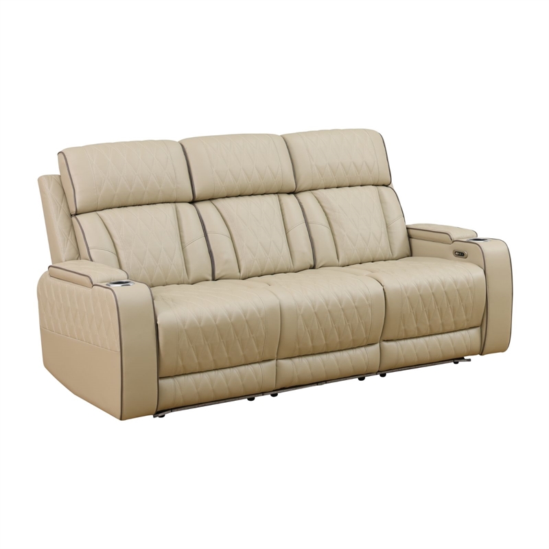 Star Home Living Breathing Leather 3-Piece Recliner Sofa Set in Beige