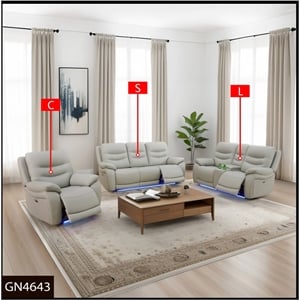 Star Home Living Breathing Leather/PVC 3-Piece Recliner Sofa Set in Light Gray