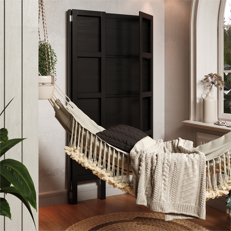 Jela Solid Wood 4 Shelf Folding Bookcase - Black