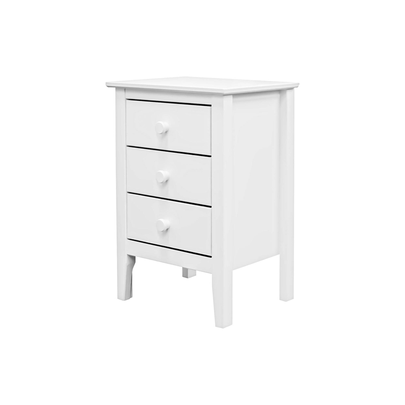 Jela Solid Wood Easy Pieces 3 Drawer End Table/Nightstand - White