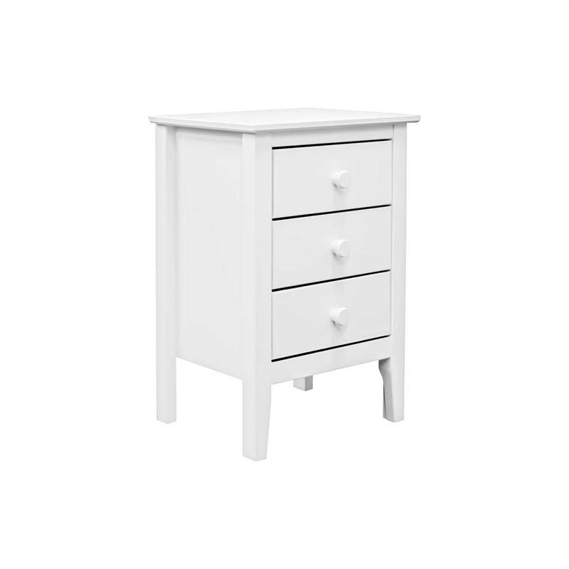 Jela Solid Wood Easy Pieces 3 Drawer End Table/Nightstand - White