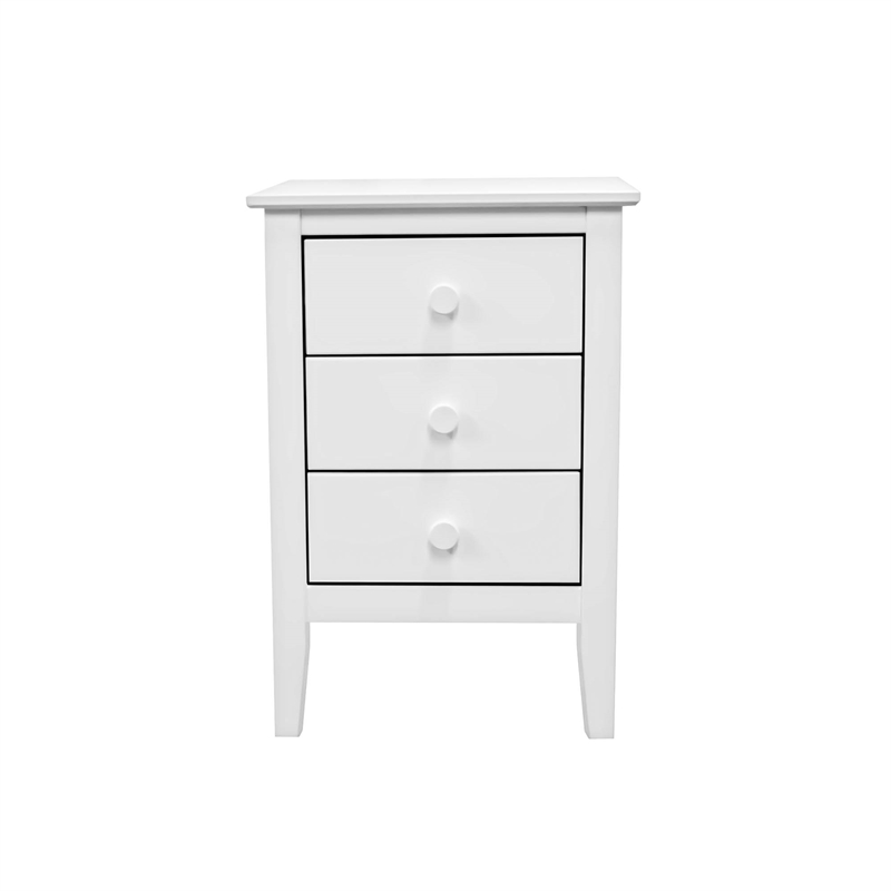 Jela Solid Wood Easy Pieces 3 Drawer End Table/Nightstand - White