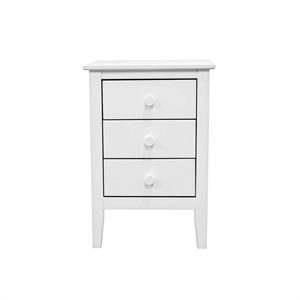 Jela Solid Wood Easy Pieces 3 Drawer End Table/Nightstand - White