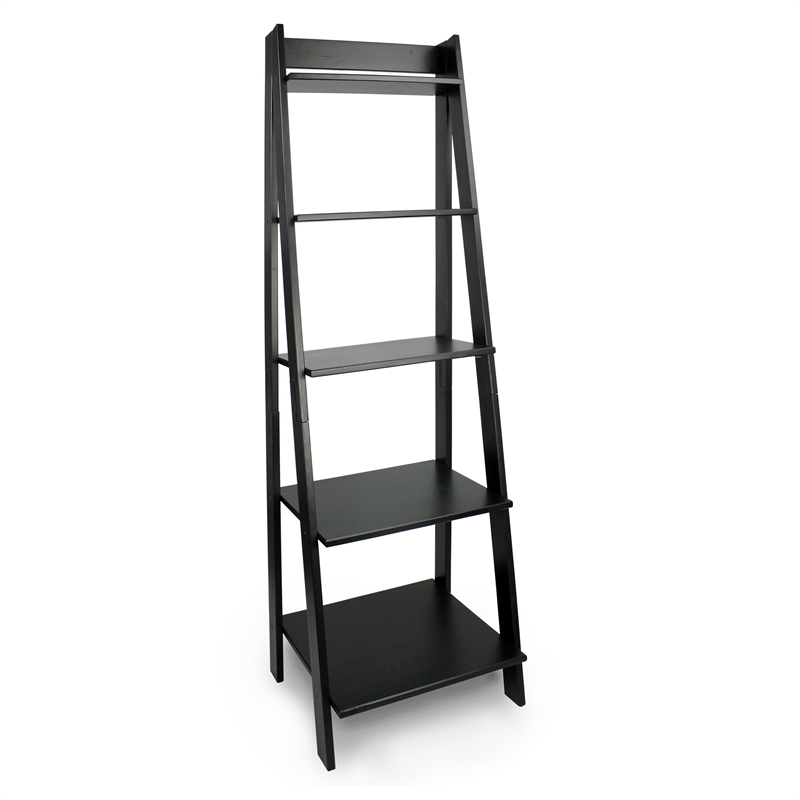 Jela Solid Wood SPLIT 5 SHELF LADDER UNIT - BLACK