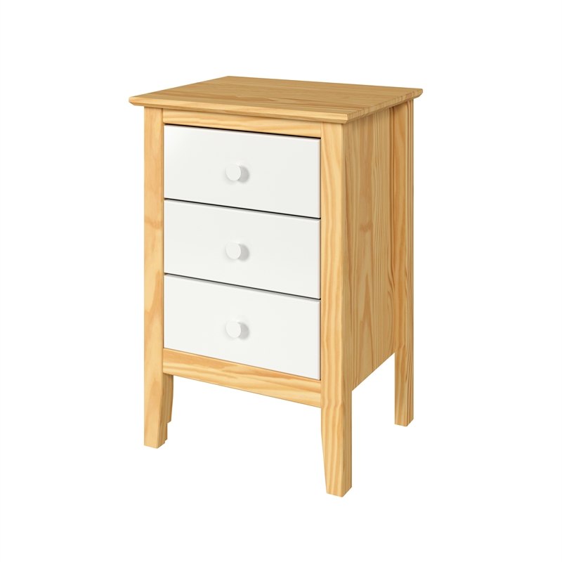Jela Solid Wood Easy Pieces 3 Drawer End Table Natural w/White Front