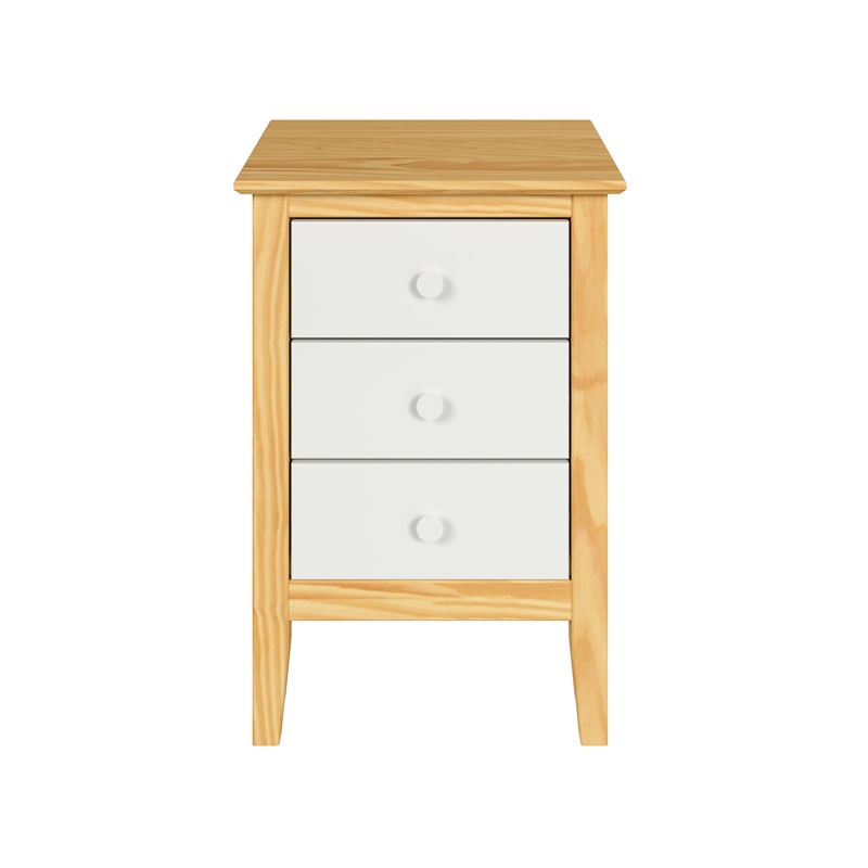 Jela Solid Wood Easy Pieces 3 Drawer End Table Natural w/White Front