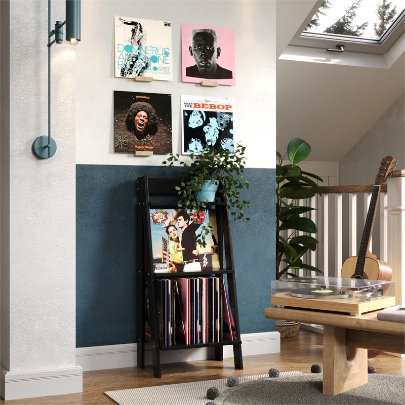 Jela Solid Wood Split 3 Shelf Ladder - Black