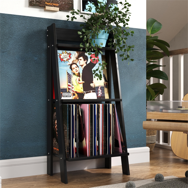 Jela Solid Wood Split 3 Shelf Ladder - Black