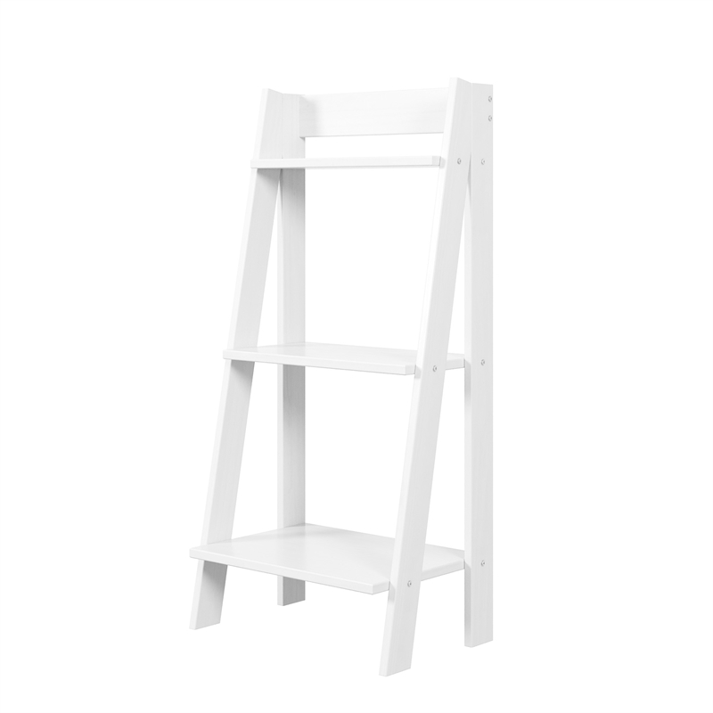 Jela Solid Wood Split 3 Shelf Ladder - White