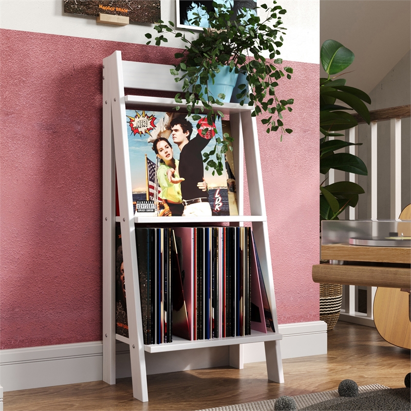 Jela Solid Wood Split 3 Shelf Ladder - White