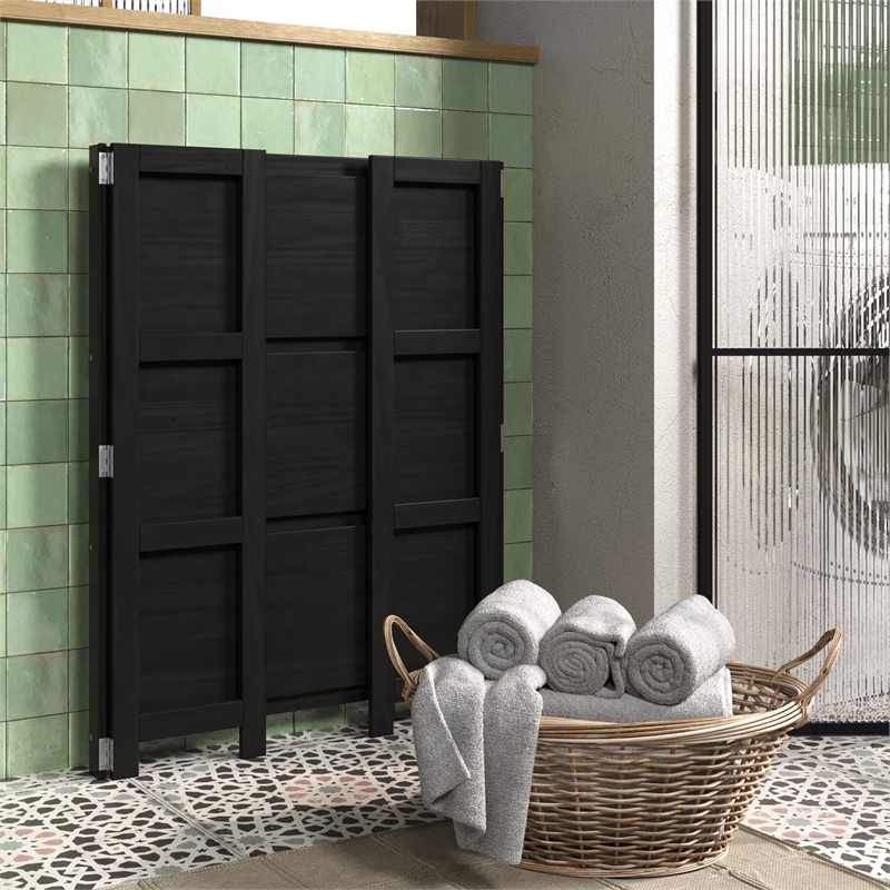 Jela Solid Wood 3 Shelf Folding Bookcase - Black