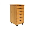 Jela Solid Wood 6 Drawer Roll Cart in Med Pine
