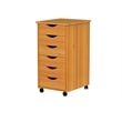 Jela Solid Wood 6 Drawer Roll Cart in Med Pine